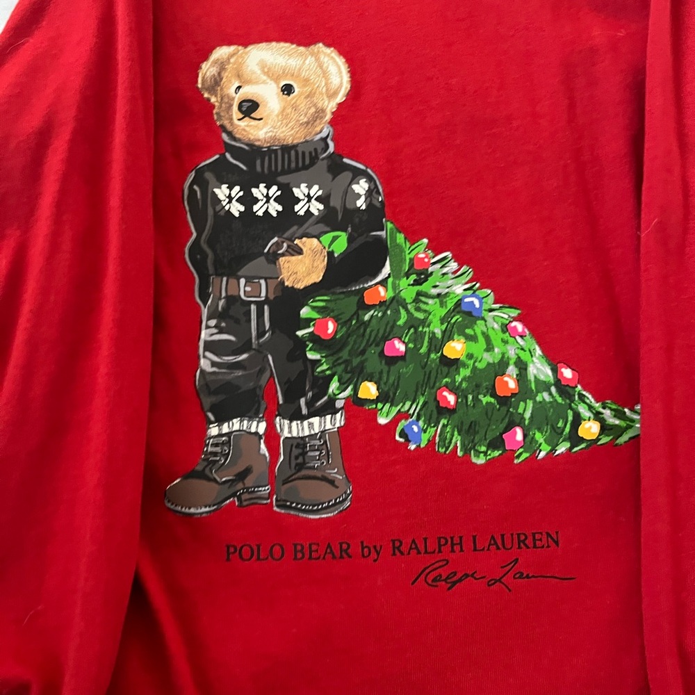 Polo by Ralph Lauren Kids Red Long Sleeve Bear Tee